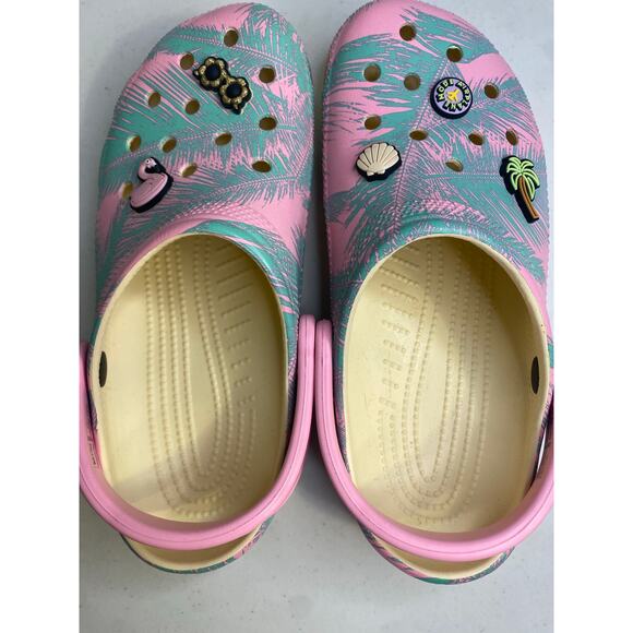 Crocs Classic Spring Break Clog Tropical Pink Teal Kids Youth Size J 6 Womens 8 - Picture 10 of 15